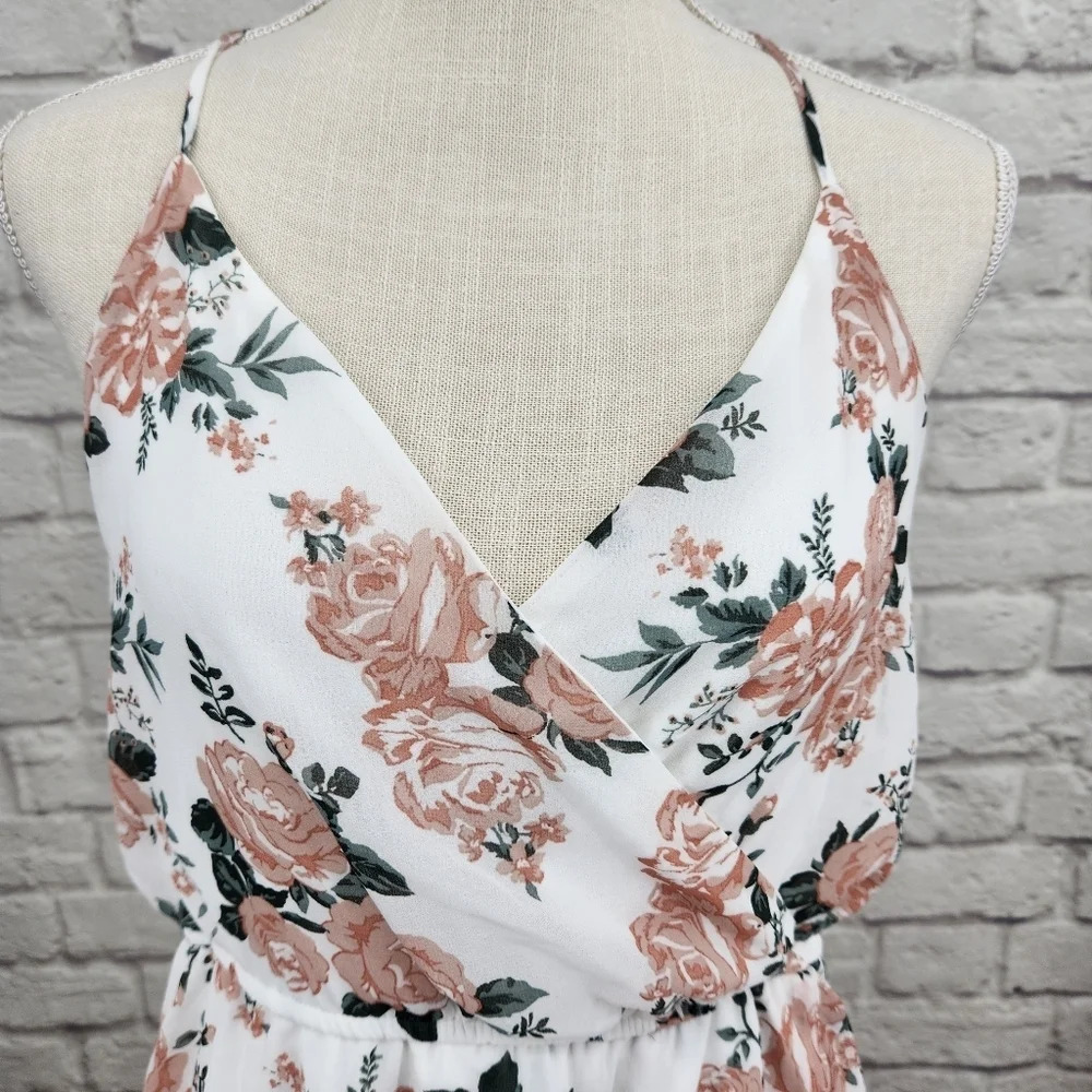 Altar'd State Floral Lined Flowy Tie Back Mini Dress Size Medium - Picture 5 of 12